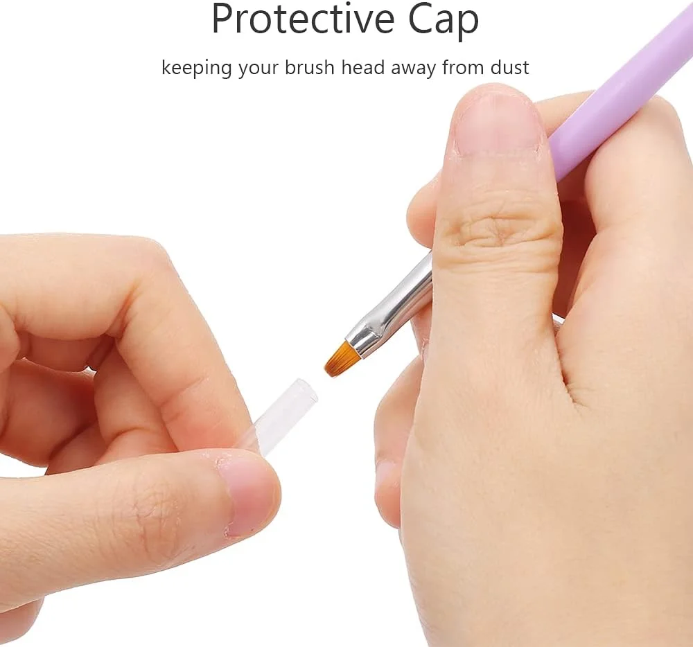 قلم های طراحی ناخن Fawoonu، ست 7 عددی قلم طراحی ناخن، برس های خط کشی ناخن، قلم های ژل طراحی، برس ناخن اکریلیک، قلم پاک کننده پوست ناخن، ابزار ناخن