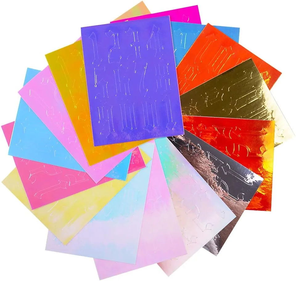 برچسب ناخن Fawoonu، 16 رنگ برچسب هنری ناخن با طرح اعداد چسبی برای طراحی ناخن