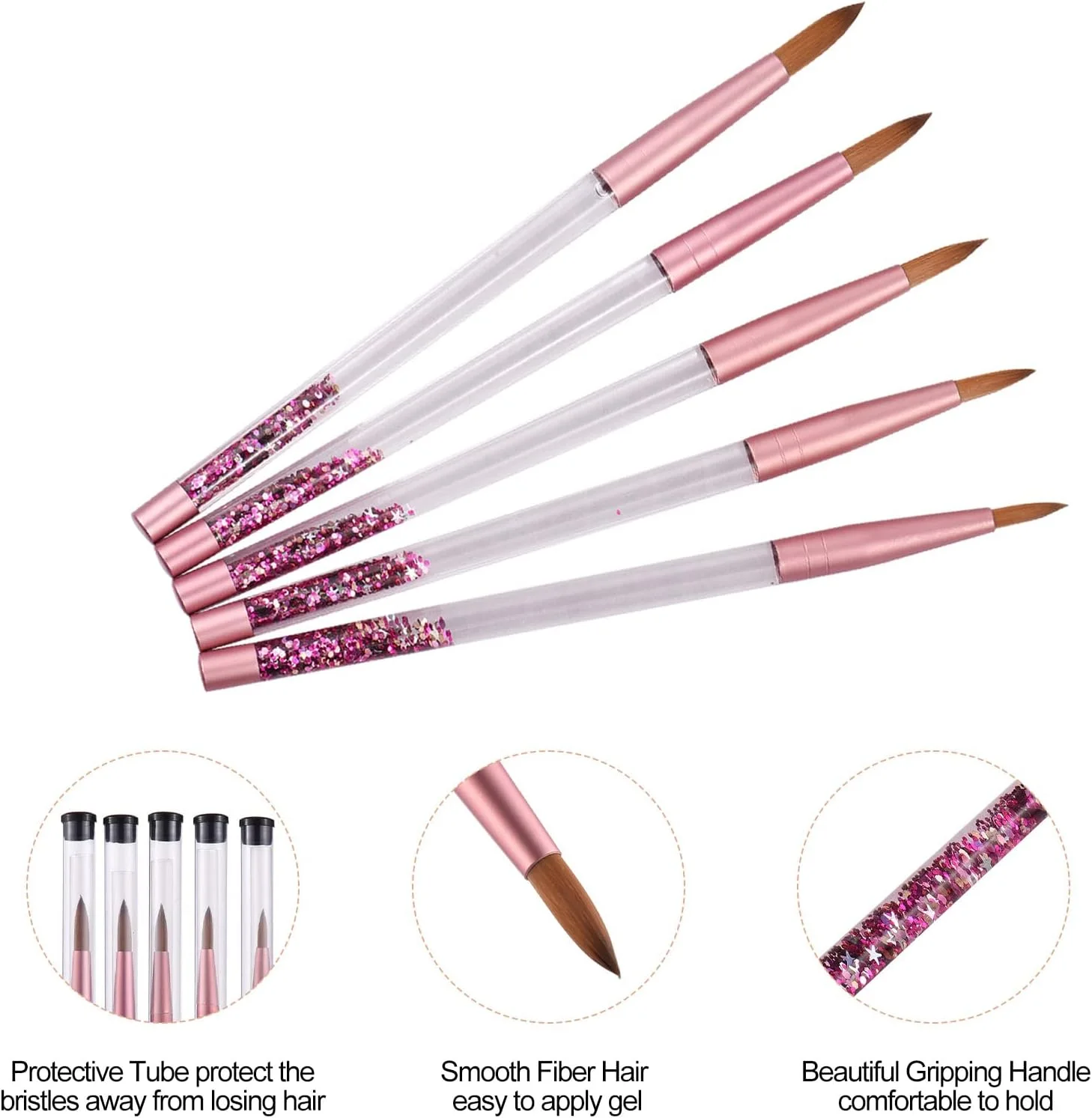 مجموعه 5 عددی قلم طراحی ناخن پپیسکی، قلم طراحی ناخن ژل UV، قلم طراحی و نقاشی برای ابزار طراحی ناخن و مانیکور