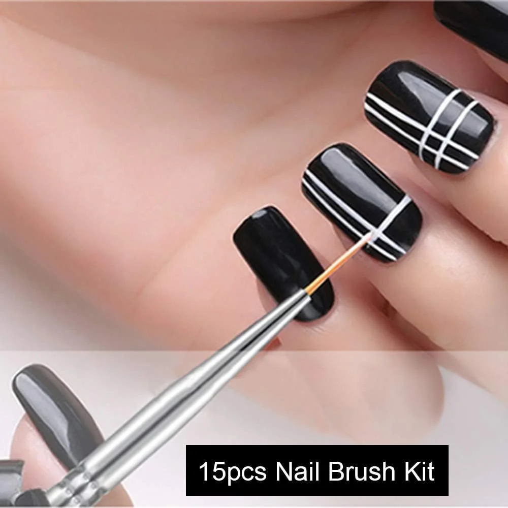 مجموعه قلم موی طراحی ناخن Fawoonu، 15 عددی، قلم موی ژل UV برای طراحی ناخن