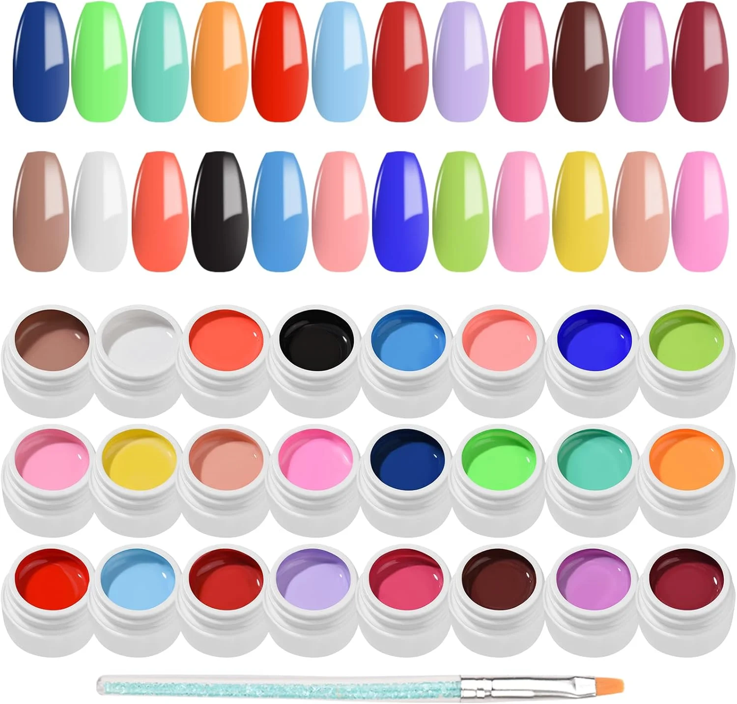 ست لاک ژل 24 رنگ پپیسکی 8 میلی لیتری UV Gel Nail Art، ژل اکستنشن، لاک ژل بیلدر، ژل خیساندنی با برس ناخن