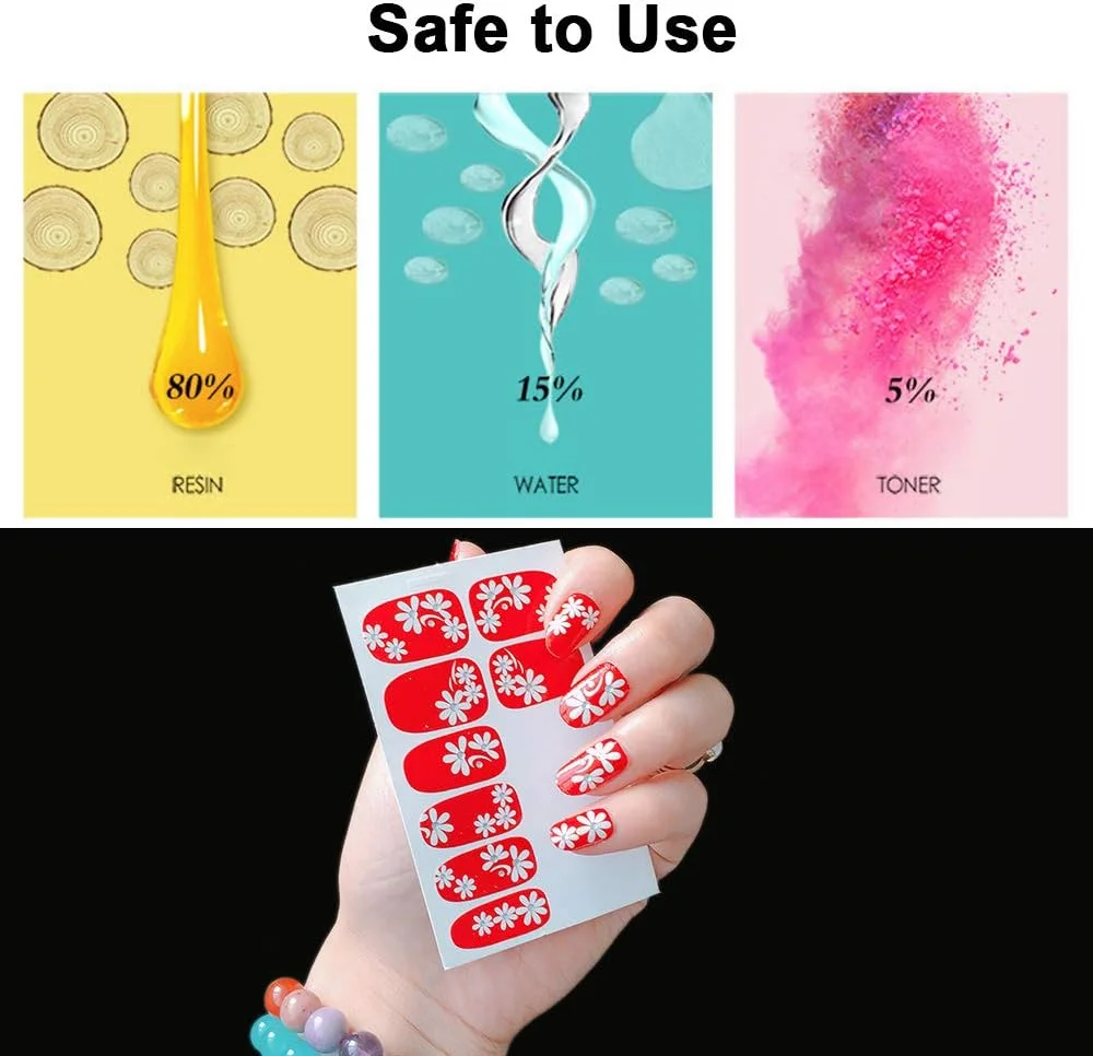 برچسب طراحی ناخن Fawoonu، 4 عدد کاغذ برچسب کامل طراحی ناخن طرح گل های قرمز، برچسب های کامل ناخن برچسب های انتقال کامل ناخن برچسب های مانیکور تزئینات DIY طراحی ناخن