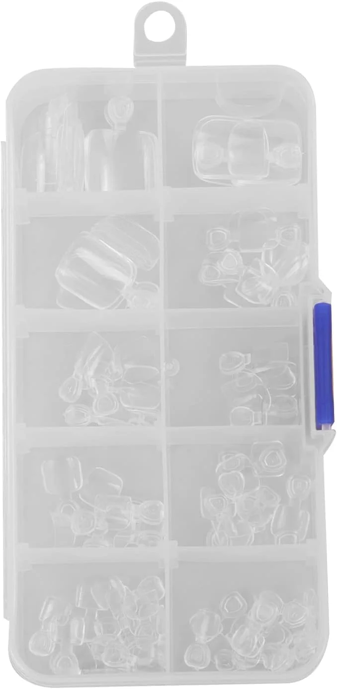 پپیسکی 100 عدد ناخن مصنوعی پا در 10 سایز مختلف، پوشش کامل ناخن مصنوعی فرانسوی، نوک ناخن مصنوعی شفاف با جعبه برای سالن های ناخن و طراحی ناخن DIY