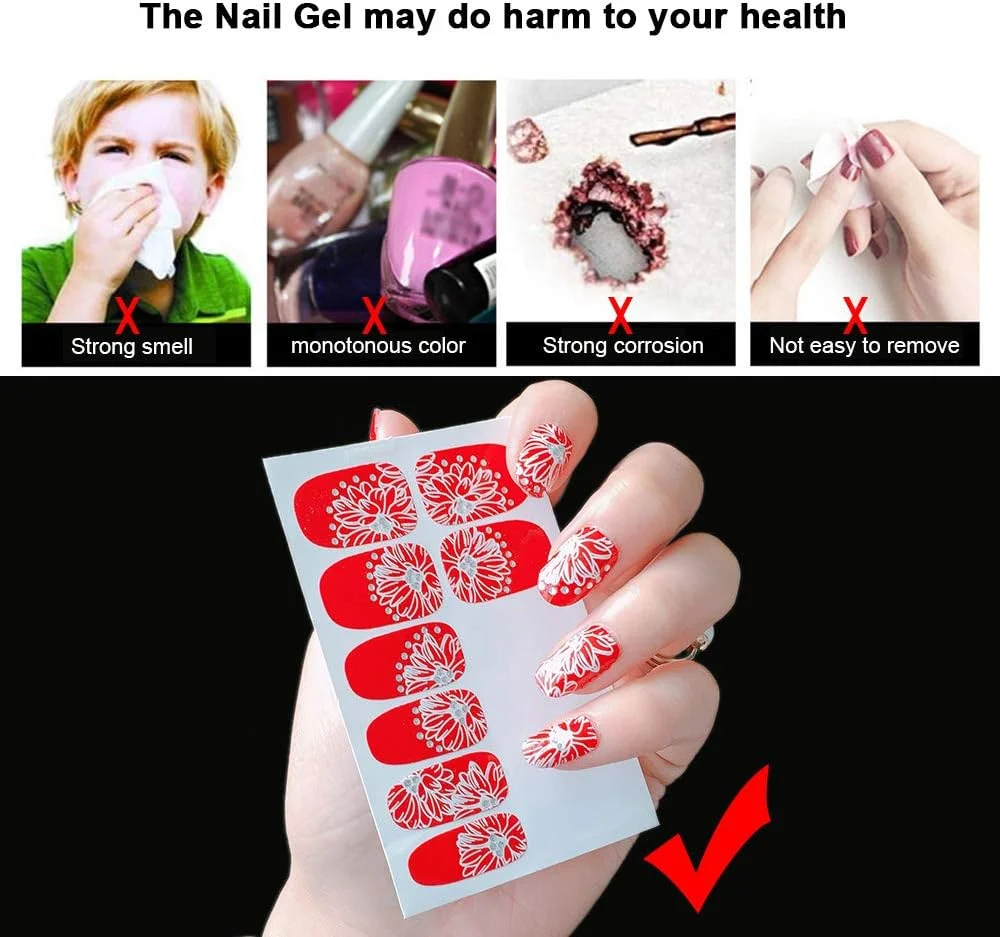 برچسب طراحی ناخن Fawoonu، 4 عدد کاغذ برچسب کامل طراحی ناخن طرح گل های قرمز، برچسب های کامل ناخن برچسب های انتقال کامل ناخن برچسب های مانیکور تزئینات DIY طراحی ناخن