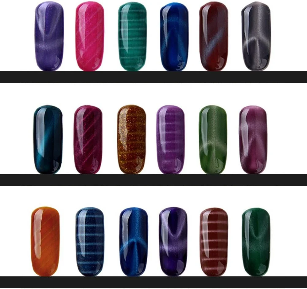 مجموعه ۱۲ عددی میله مغناطیسی سه بعدی Pepisky، قلم طراحی چشم گربه ای، میله عمودی برای لاک ژل UV، ابزار جادویی ناخن