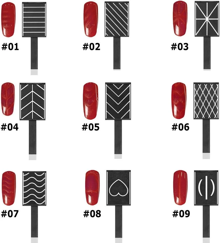 مجموعه ۱۲ عددی میله مغناطیسی سه بعدی Pepisky، قلم طراحی چشم گربه ای، میله عمودی برای لاک ژل UV، ابزار جادویی ناخن