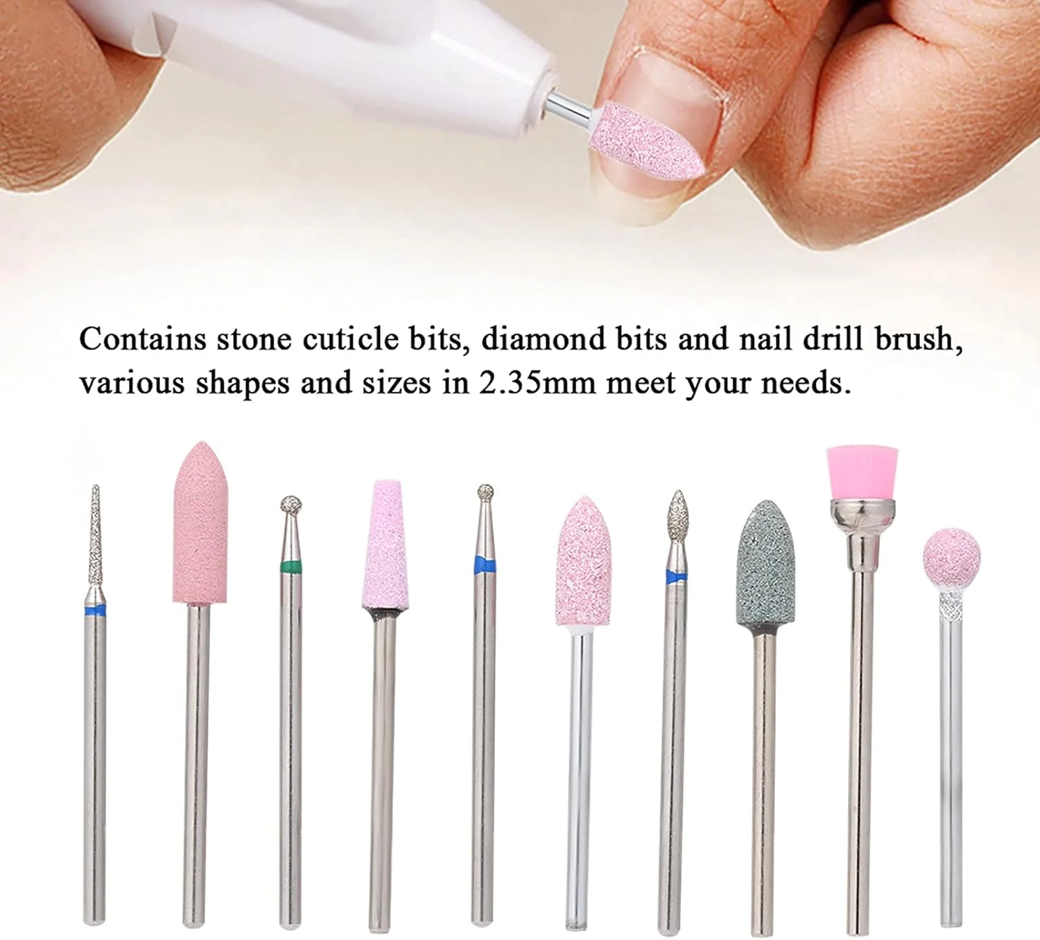 پپیسکی 10 عدد سری سوهان ناخن، تمیز کننده کوتیکول، برس سوهان گرد و غبار، سری پولیش چرخشی، ابزار سالن ناخن