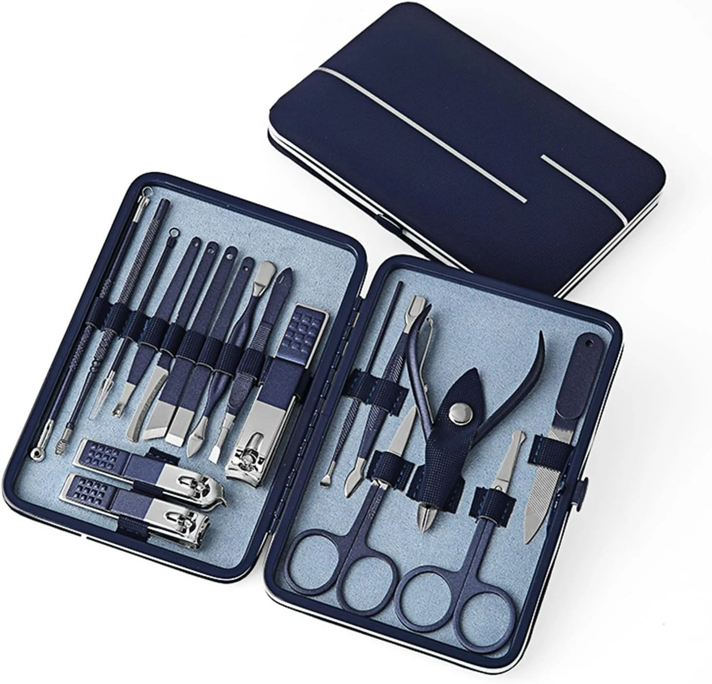 ست مانیکور 18 تکه پپیسکی با کیف، ست حرفه ای پدیکور، ناخن گیر استیل ضد زنگ، کیت پیرایش سالنی برای آقایان، خانم ها، والدین، سالمندان، مراقبت از ناخن در سفر