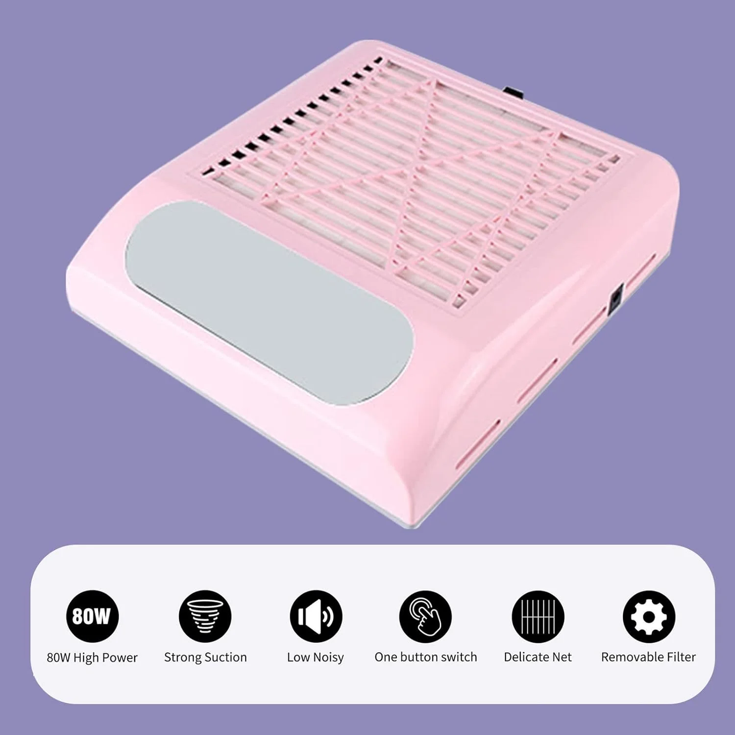 دستگاه جمع کننده گرد و غبار ناخن برقی 80 وات پپیسکی، دارای 2 سطح سرعت قابل تنظیم، ابزار سالن طراحی ناخن با توری صافی، قابل حمل