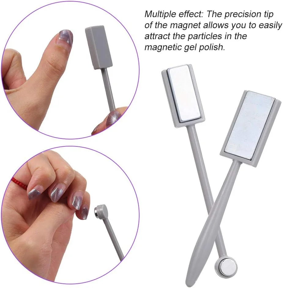 پپیسکی ست ابزار مگنت ناخن 5 تکه با قلم های مگنت ناخن طرح گل دو سر و استیک مگنت قوی برای طراحی ناخن با لاک ژل چشم گربه ای