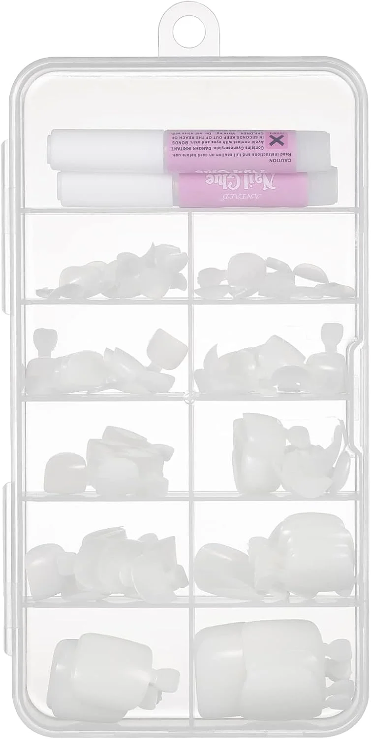 پپیسکی بسته 100 عددی ناخن مصنوعی کوتاه گرد، ناخن مصنوعی طبیعی پوشش کامل، همراه با چسب برای بانوان