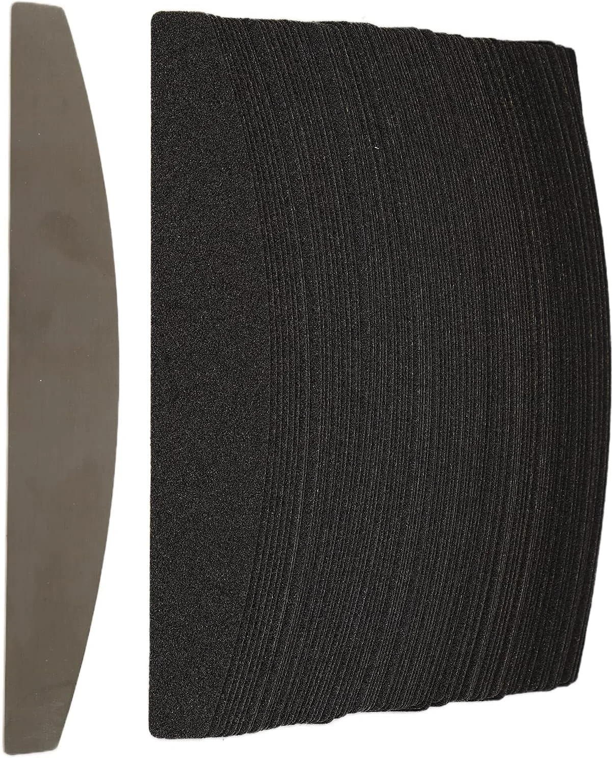 100 عدد سوهان ناخن هلالی ماه، ست آلیاژ فولاد ضد زنگ، تخته پایه فولاد ضد زنگ، استیکرهای تعویضی سوهان ناخن خانگی