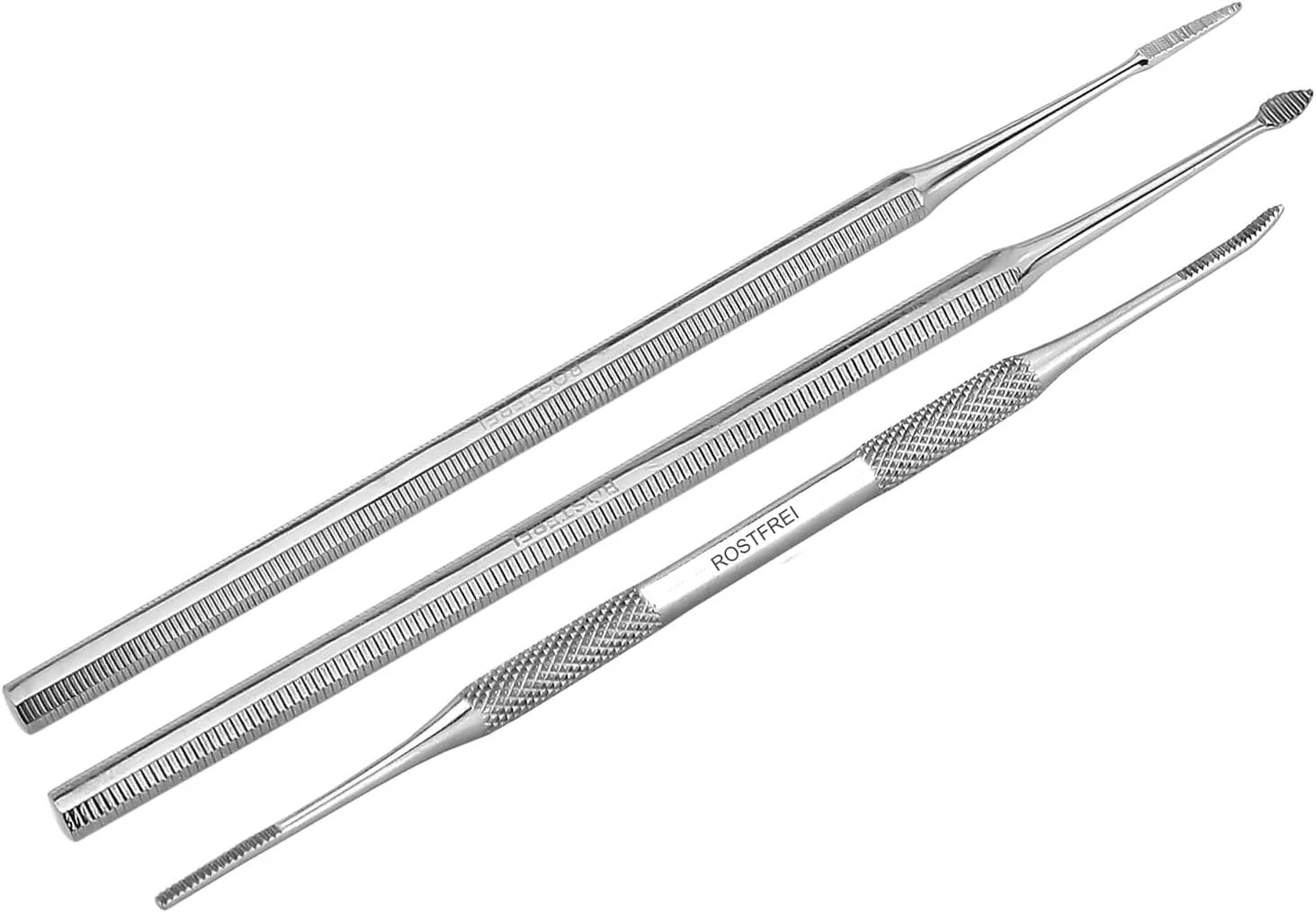 ست سوهان گوشه گیر حرفه ای ناخن، مجموعه 3 عددی سوهان گوشه گیر برای ناخن های پا، همچنین برای ناخن های فرورفته، استیل ضد زنگ، ابزار دو طرفه مانیکور و پدیکور، ابزار مراقبت از پا برای آقایان و بانوان