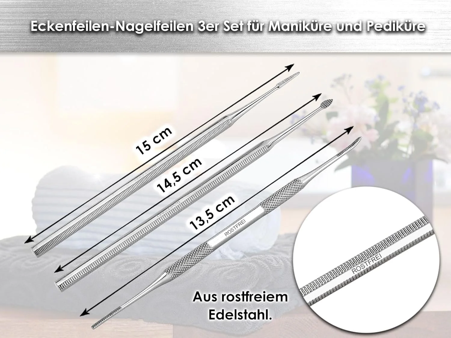 ست سوهان گوشه گیر حرفه ای ناخن، مجموعه 3 عددی سوهان گوشه گیر برای ناخن های پا، همچنین برای ناخن های فرورفته، استیل ضد زنگ، ابزار دو طرفه مانیکور و پدیکور، ابزار مراقبت از پا برای آقایان و بانوان