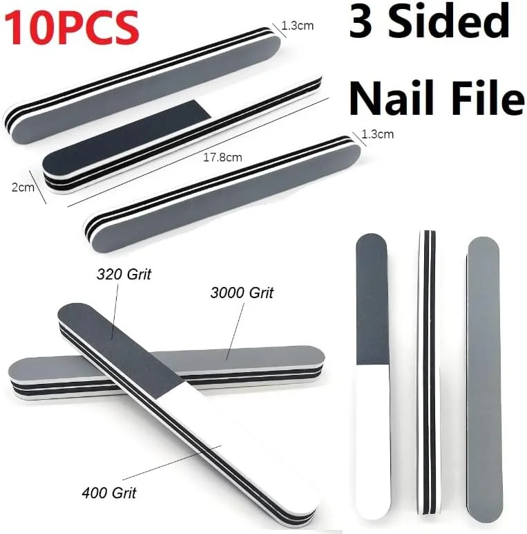 بافر ناخن سه طرفه سوهان سمباده، بسته 10 عددی ابزار مانیکور پدیکور سوهان ناخن برای پیرایش، شکل دادن، از بین بردن ناهمواری ها، و پولیش ناخن