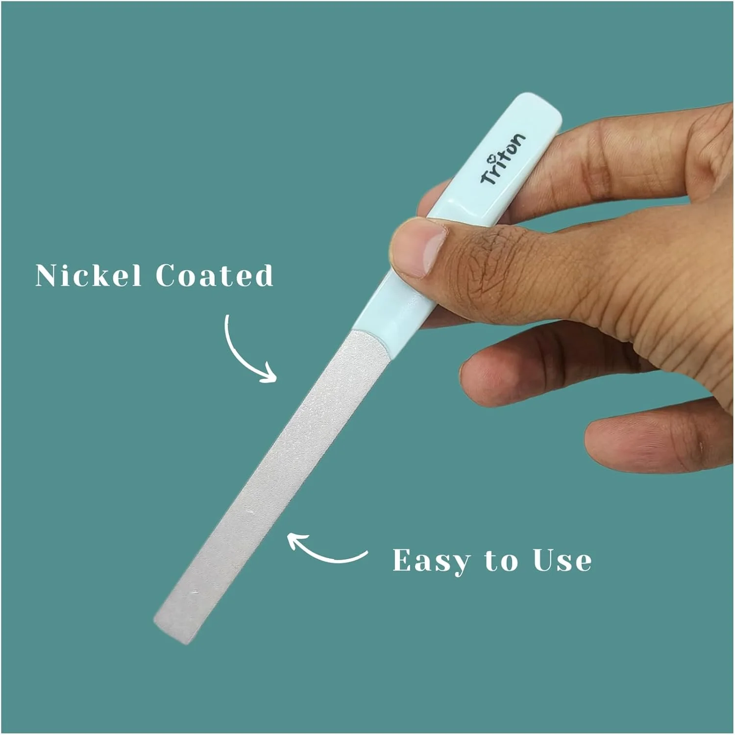 سوهان ناخن حرفه ای با روکش نیکل تریتون، ابزار سوهان ناخن برای مانیکور و پدیکور، سوهان ناخن انگشت دست و پا برای شکل دادن، صاف کردن و طراحی ناخن - آبی روشن