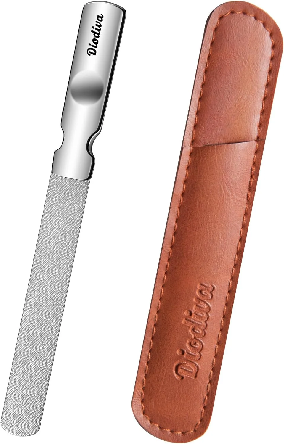 سوهان ناخن فلزی با زبری متوسط به همراه کیف چرمی مسافرتی، سوهان ناخن زبر برای ناخن های اکریلیک، سوهان ناخن استیل ضد زنگ برای آقایان و بانوان، سوهان ناخن بادوام برای ناخن های ضخیم پا، سوهان ناخن مسافرتی کوچک