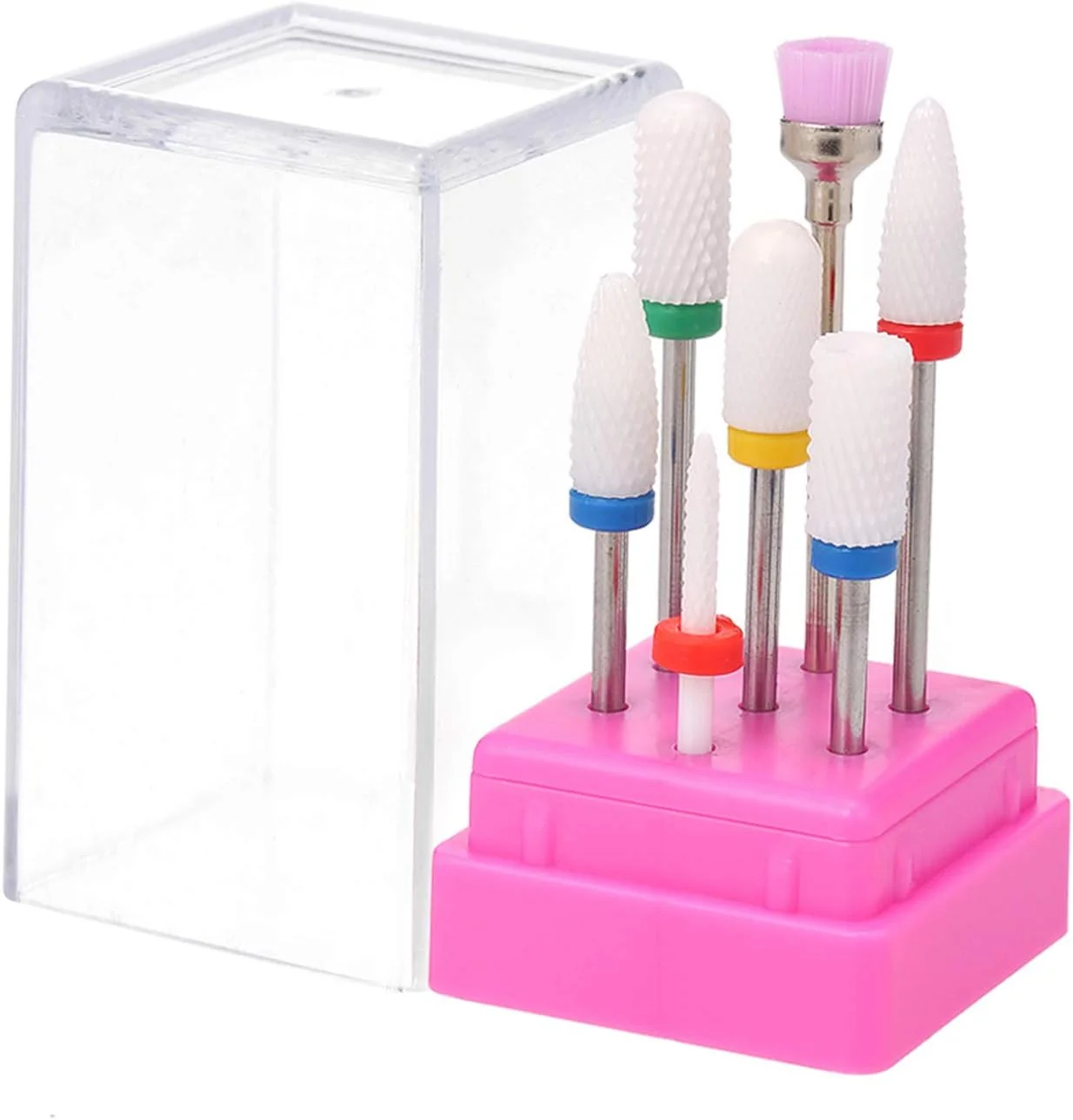 ست ۷ عددی سر سوهان ناخن سرامیکی Pepisky، کیت سر سوهان پدیکور و مانیکور، سر سوهان های جایگزین برای دستگاه سوهان برقی ناخن، ابزار ناخن اکریلیک