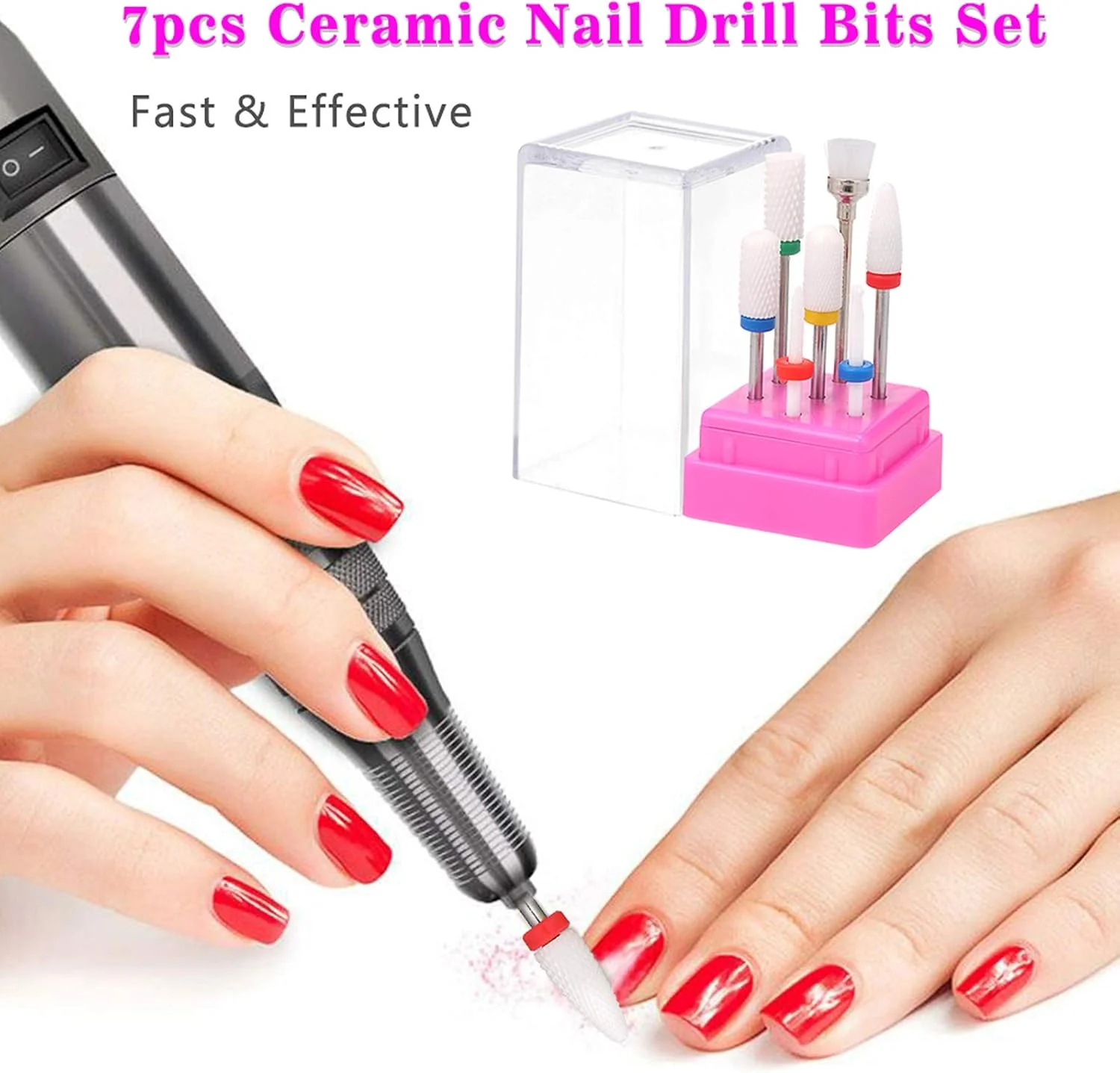ست ۷ عددی سر سوهان ناخن سرامیکی Pepisky، کیت سر سوهان پدیکور و مانیکور، سر سوهان های جایگزین برای دستگاه سوهان برقی ناخن، ابزار ناخن اکریلیک