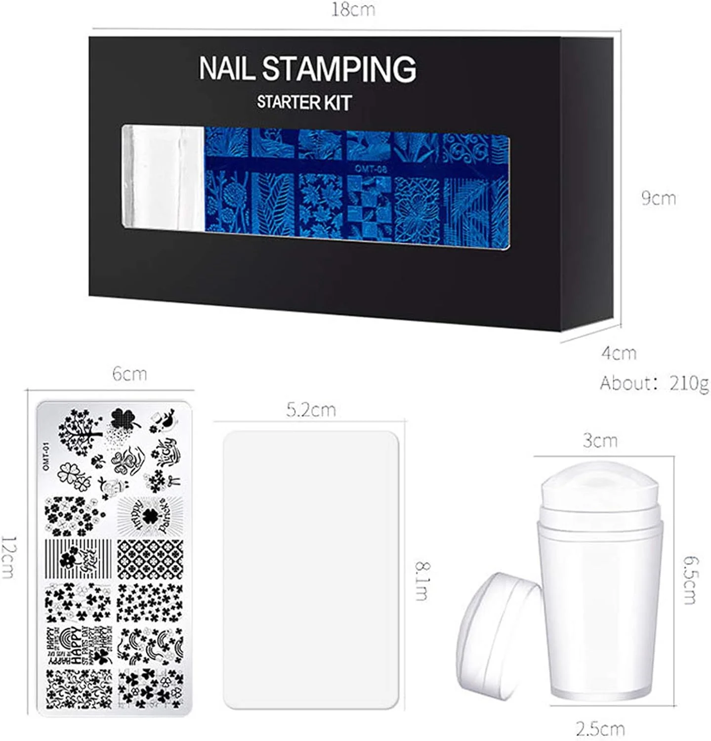 مجموعه ۱۰ عددی شابلون طراحی ناخن پپیسکی با مهر سیلیکونی شفاف، طرح گل و هندسی برای طراحی ناخن، کیت ابزار طراحی ناخن