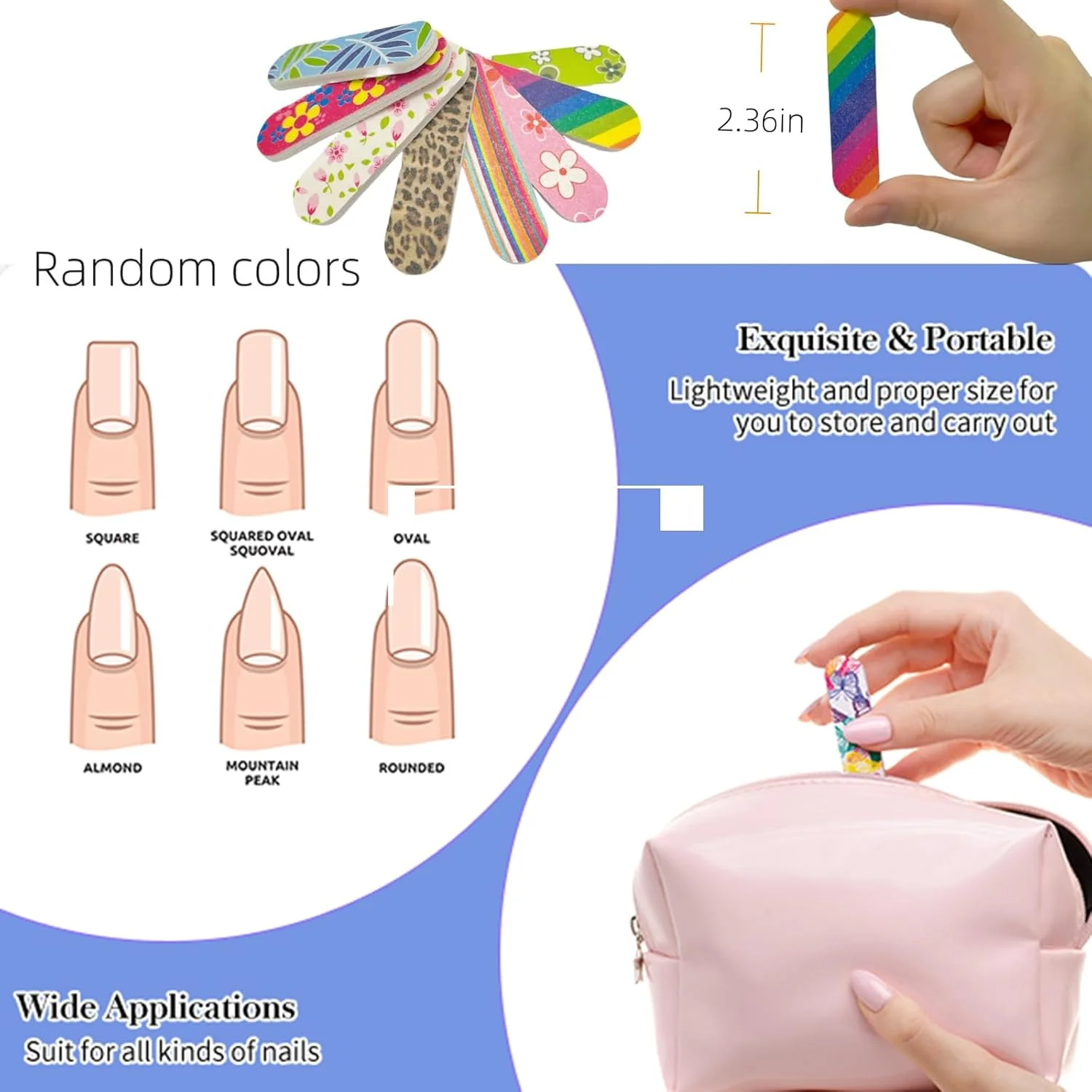 بسته 100 عددی سوهان ناخن دو طرفه، ابزار مانیکور، سوهان ناخن حرفه ای رنگارنگ برای ناخن ها، ابزار مانیکور پدیکور و سوهان بافر ناخن، سوهان ناخن انگشتی کوچک