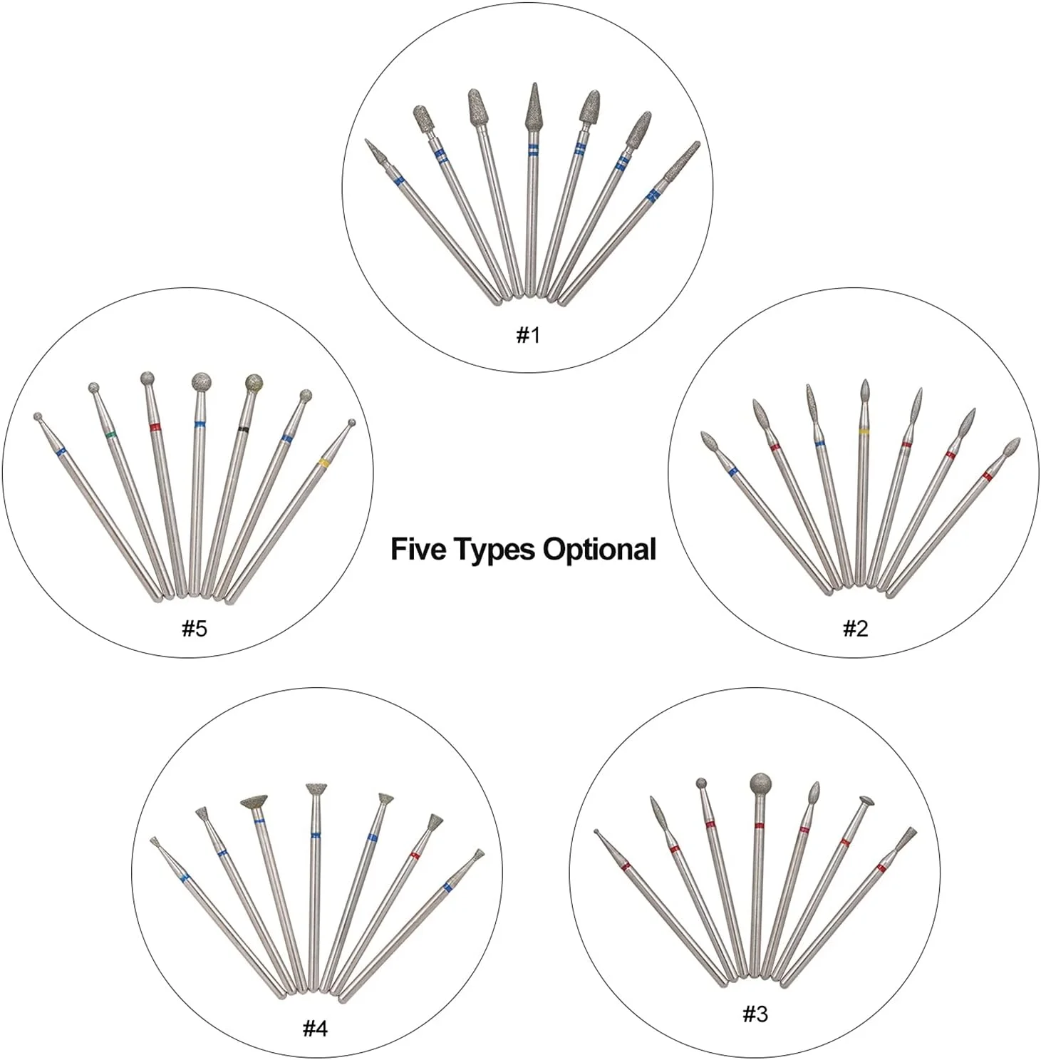 مجموعه 7 عددی سر سوهان برقی الماسه پپیسکی، فرزهای سنگ زنی برای پدیکور مانیکور، ابزار و لوازم جانبی سوهان کوتیکول ناخن