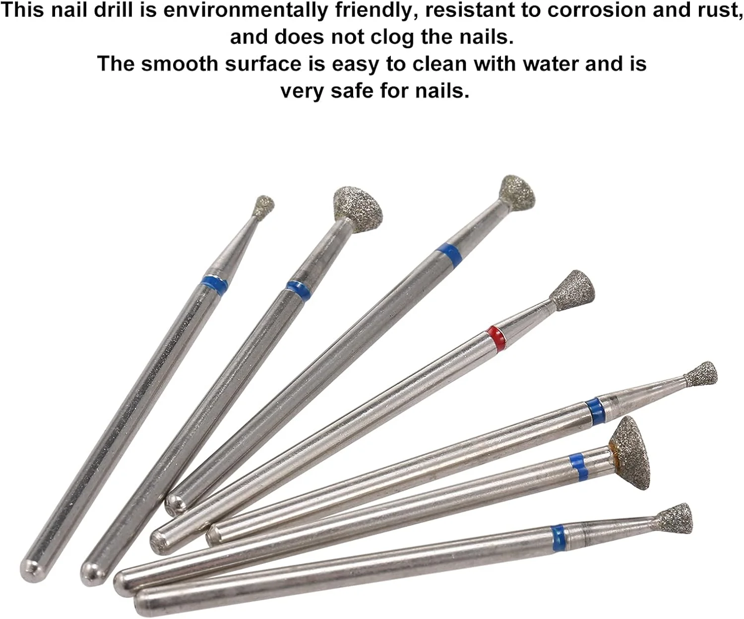 مجموعه 7 عددی سر سوهان برقی الماسه پپیسکی، فرزهای سنگ زنی برای پدیکور مانیکور، ابزار و لوازم جانبی سوهان کوتیکول ناخن