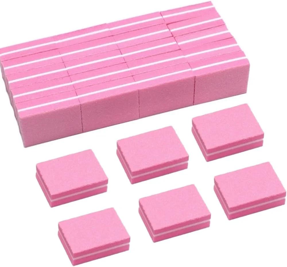 بسته 50 عددی مینی بافر ناخن، سوهان ناخن با گریت 100/180، بافرهای اسفنجی ناخن، بافر ناخن دو طرفه برای ناخن های اکریلیک و ابزارهای مانیکور ناخن طبیعی