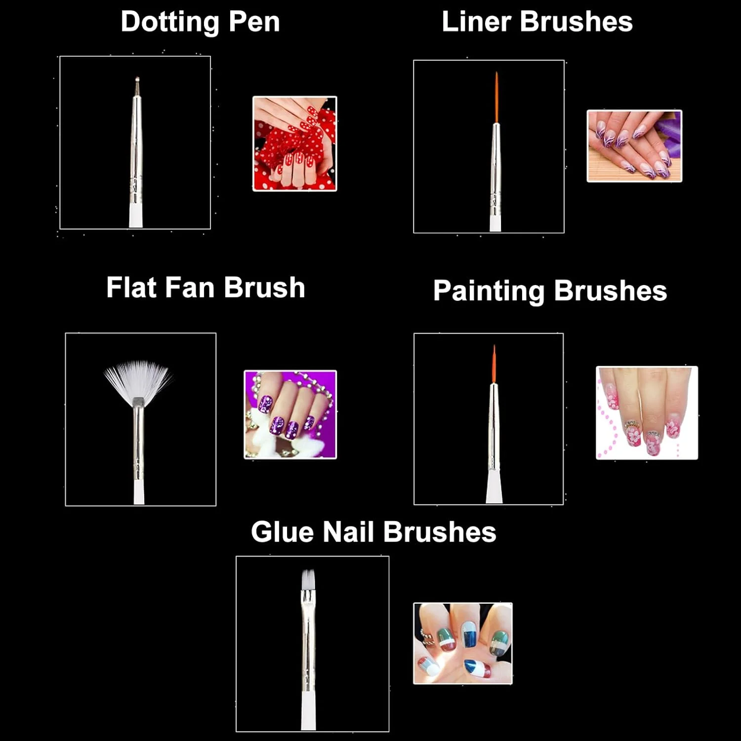 مجموعه قلم طراحی ناخن Fawoonu شامل 15 عدد قلم رنگی، قلم طراحی ردیفی، قلم لایت تراپی، قلم کریستالی، قلم نقاشی و برس های نقطه گذاری ناخن