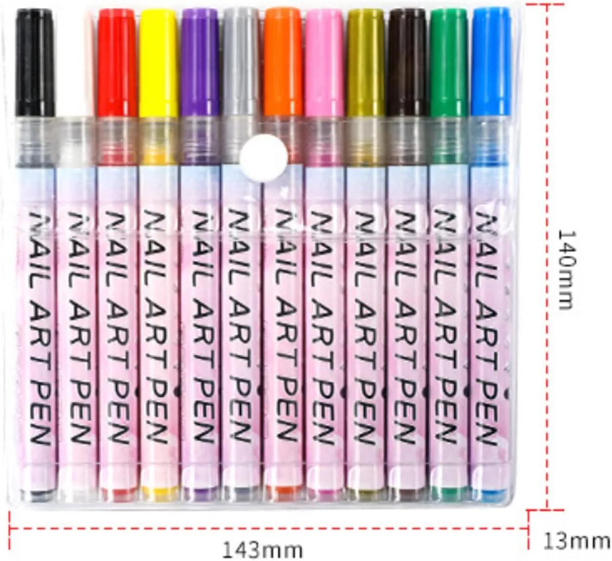 ست ۱۲ عددی قلم طراحی ناخن چند رنگ سه بعدی، مناسب طراحی نقطه ای، گل و نقاشی ظریف