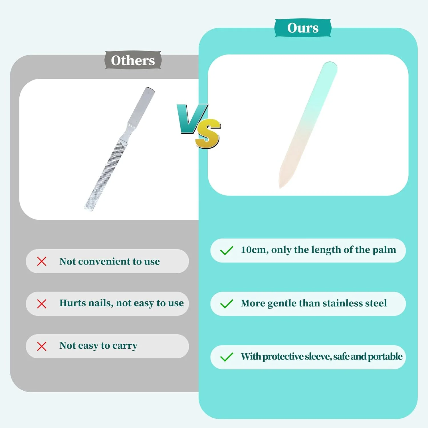دو بسته سوهان ناخن شیشه ای کوچک با جعبه برای ناخن های طبیعی، ضخامت 2 میلی متر، سوهان ناخن کریستالی ظریف، سوهان ناخن دو طرفه حکاکی شده، مراقبت ملایم از ناخن مناسب برای مسافرت، نقره ای و سبز