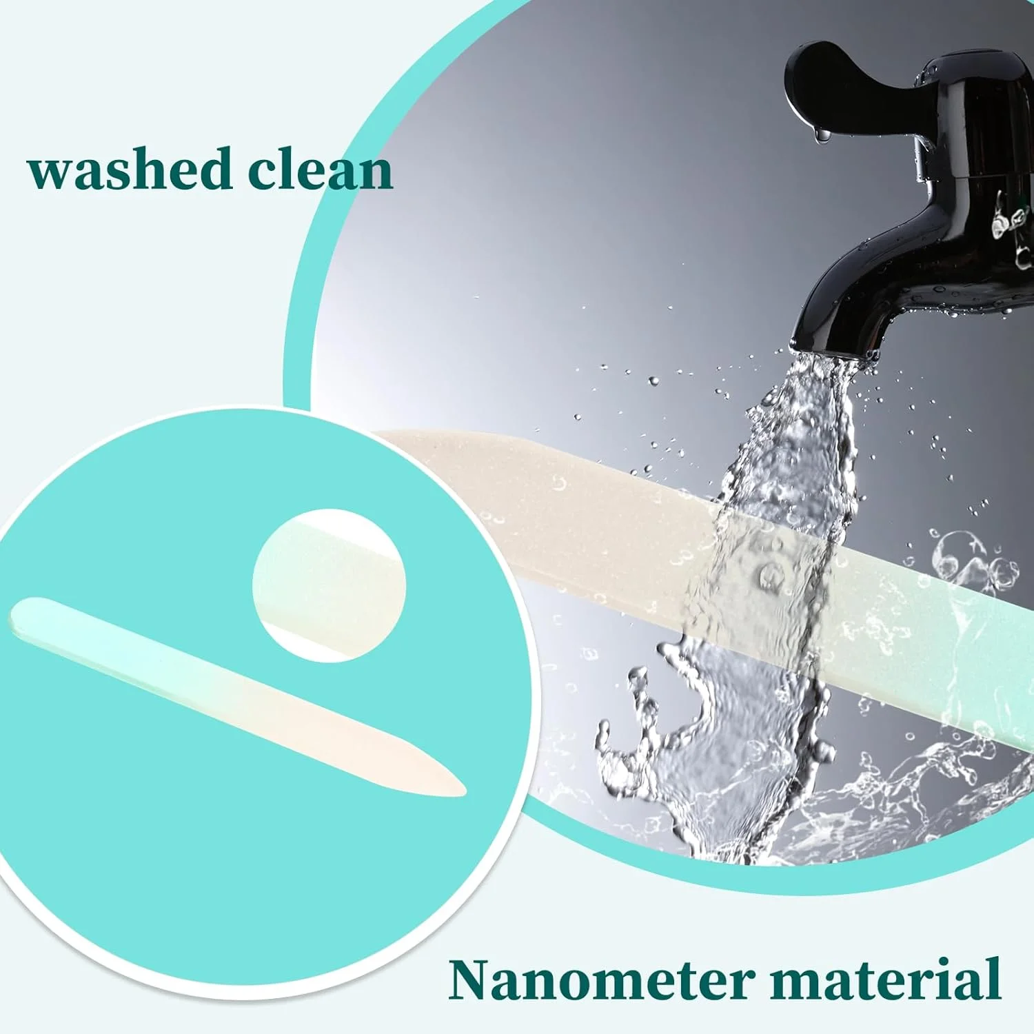 دو بسته سوهان ناخن شیشه ای کوچک با جعبه برای ناخن های طبیعی، ضخامت 2 میلی متر، سوهان ناخن کریستالی ظریف، سوهان ناخن دو طرفه حکاکی شده، مراقبت ملایم از ناخن مناسب برای مسافرت، نقره ای و سبز