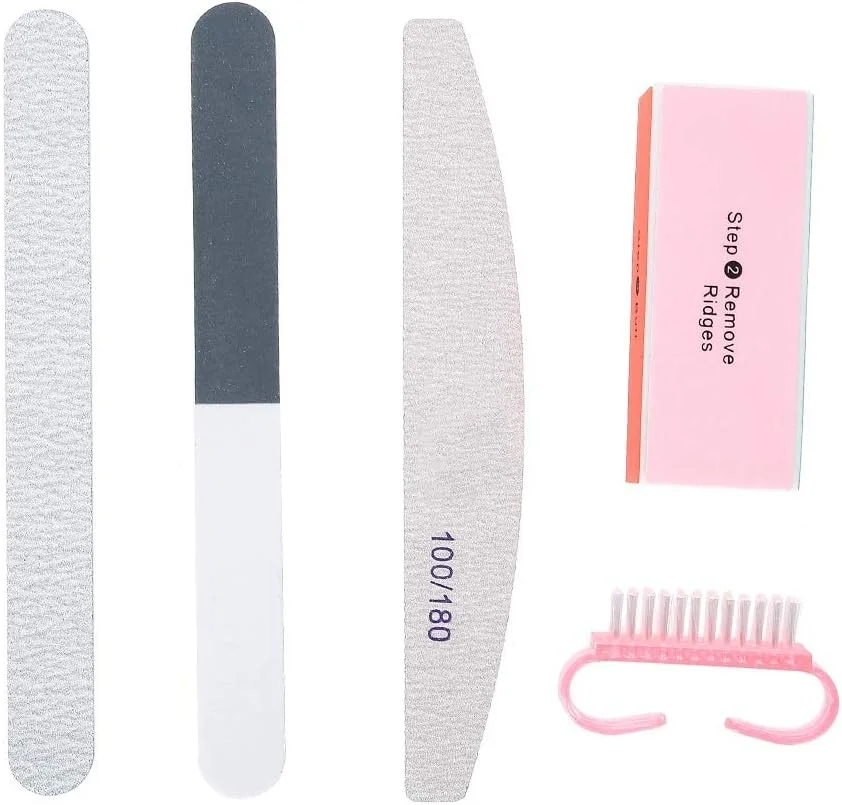 ست 5 عددی سوهان ناخن، برس پودر، لوازم جانبی پولیش، ابزار ژل UV، کیت ابزار مراقبت از ناخن