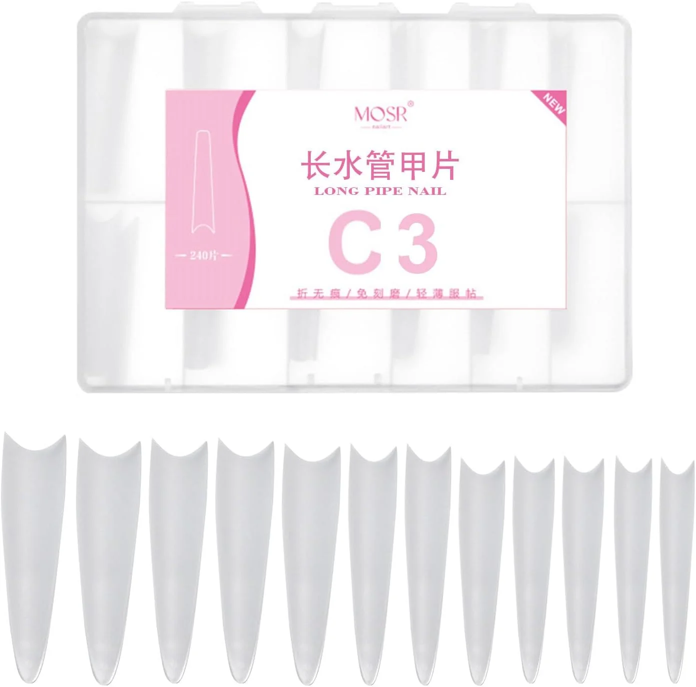 240 عدد ناخن مصنوعی پوشش نیمه، نوک ناخن بلند، مناسب برای طراحی ناخن 240 عدد ناخن مصنوعی پوشش نیمه، نوک ناخن بلند، مناسب برای طراحی ناخن