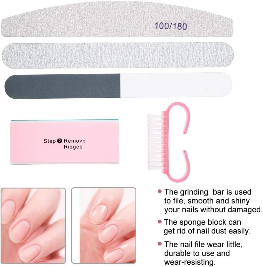 ست 5 عددی سوهان ناخن، برس پودر، لوازم جانبی پولیش، ابزار ژل UV، کیت ابزار مراقبت از ناخن