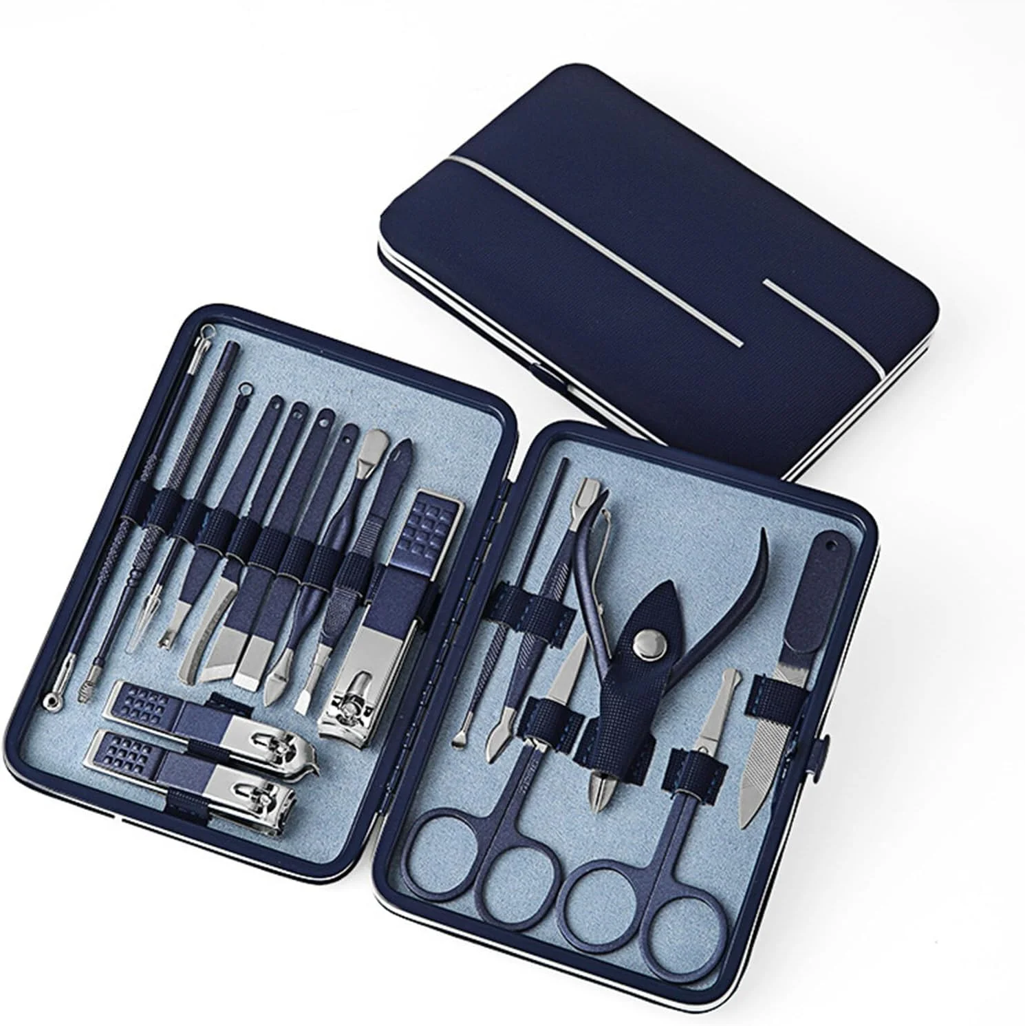 ست مانیکور 18 تکه ایرووامی با کیف، ست حرفه ای پدیکور، ناخن گیر استیل ضد زنگ، کیت پیرایش سالنی برای مردان، زنان، والدین، سالمندان، بیماران، مراقبت از ناخن مسافرتی
