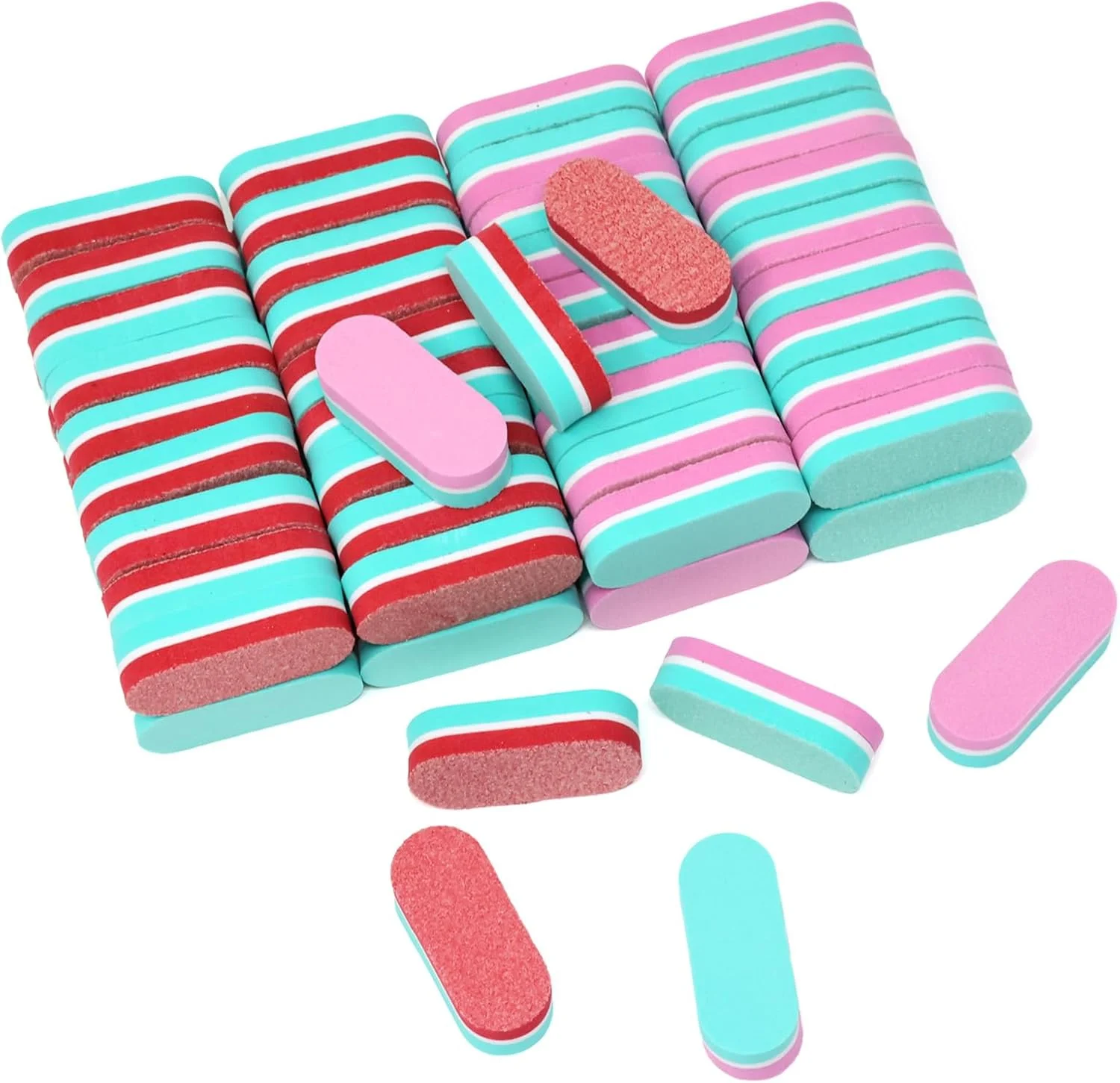 هونبای 80 عدد سوهان ناخن مینی بیضی شکل دو طرفه، سوهان بافر ناخن، بلوک های سمباده، ابزار مانیکور پدیکور برای شکل دادن و صاف کردن ناخن های دست و پا