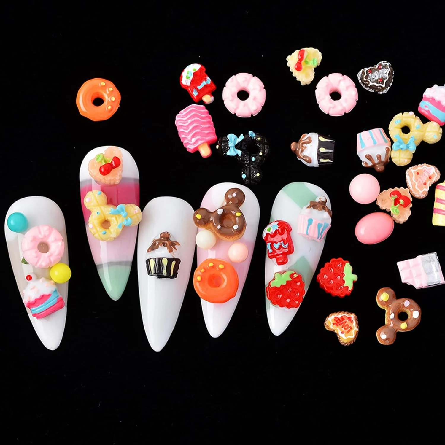 جواهرات ناخن کارتونی Joleritc، ست آب نبات سه بعدی DIY، جواهرات ناخن رزینی زیبا