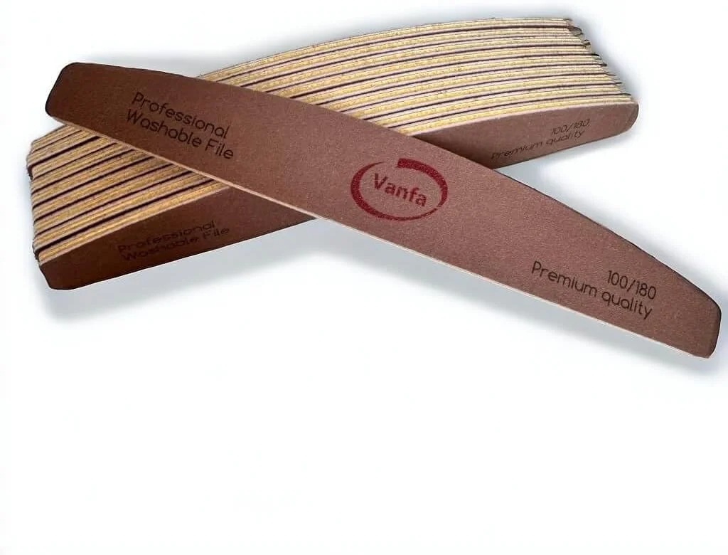 سوهان ناخن اکرلیک دو طرفه قابل شستشو ونفا (هلالی زرد درجه زبری 100/180)