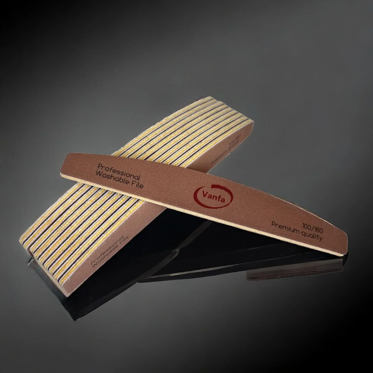 سوهان ناخن اکرلیک دو طرفه قابل شستشو ونفا (هلالی زرد درجه زبری 100/180)