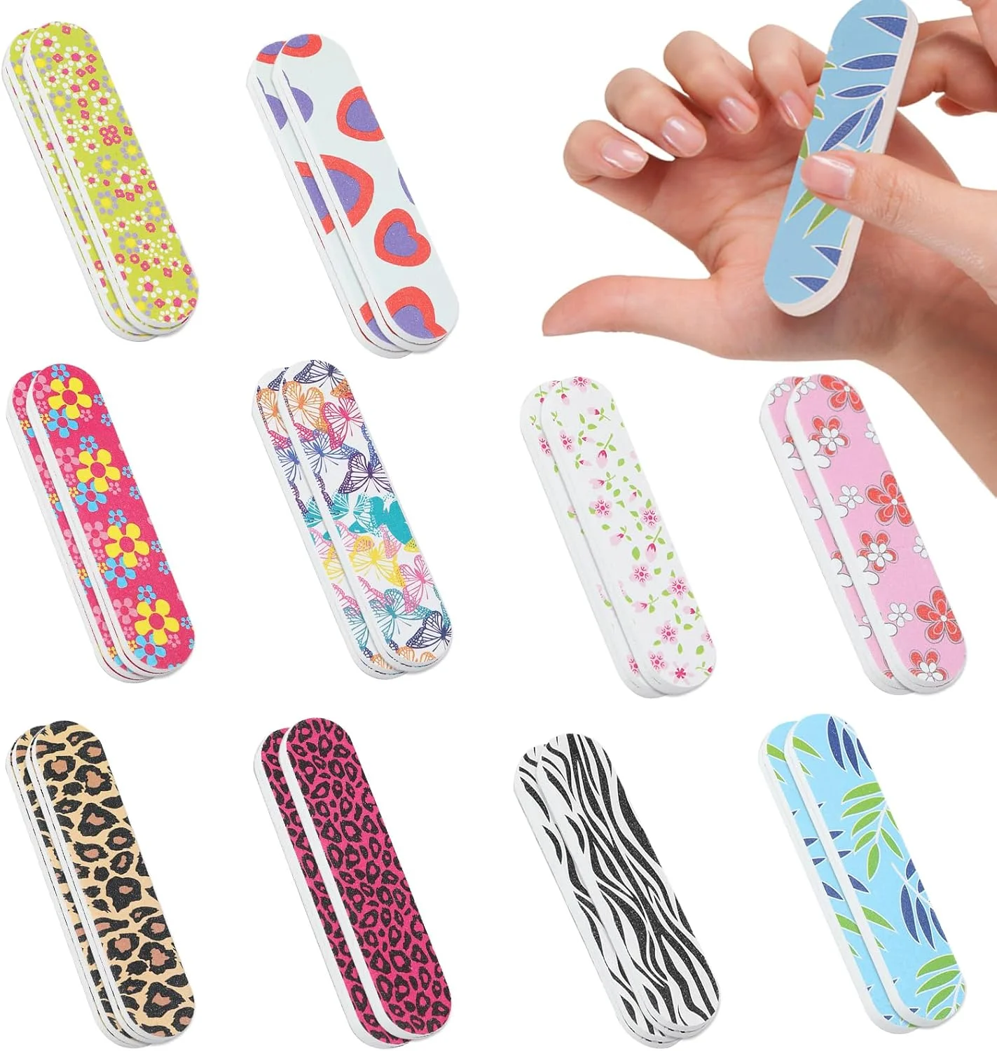 ۲۰ عدد سوهان ناخن حرفه ای، مینی دو طرفه برای استفاده خانگی