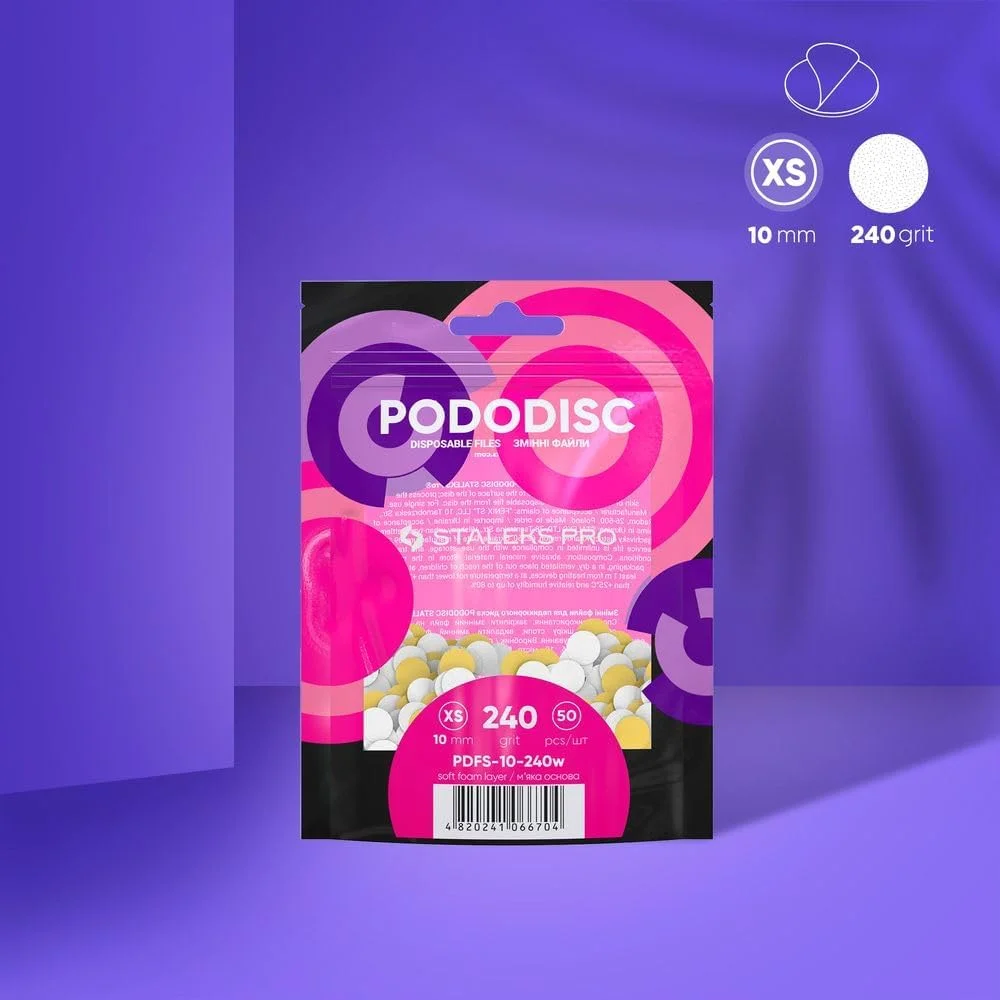 دیسک‌های یکبار مصرف پدیکور استالکس، لایه فوم نرم، 50 عدد، سفید… (سنباده 240)