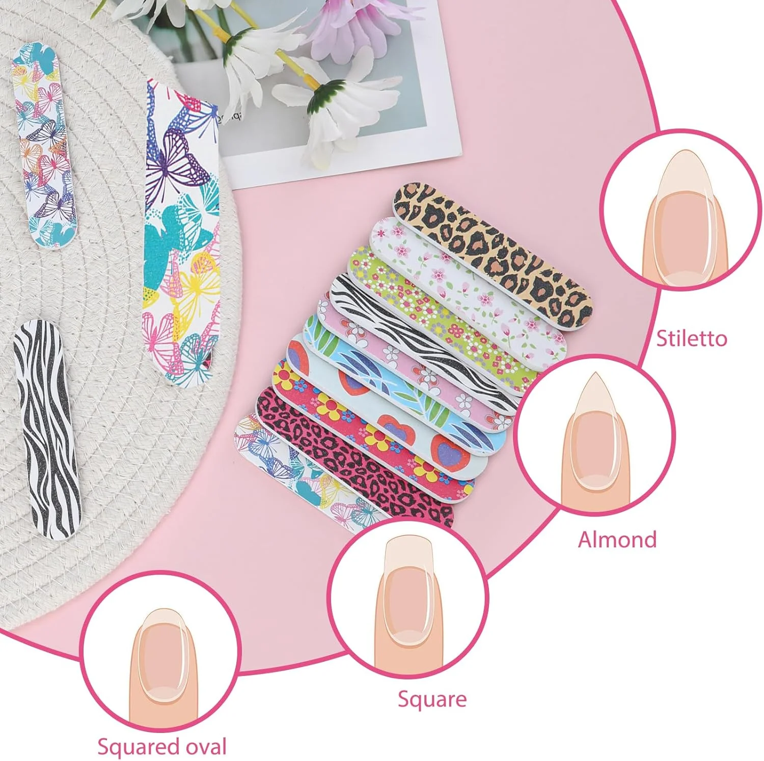 ۲۰ عدد سوهان ناخن حرفه ای، مینی دو طرفه برای استفاده خانگی