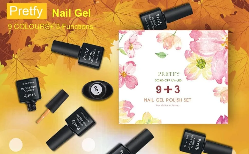 مجموعه لاک ژل 9 رنگ Joleritc با پوشش پایه، براق و مات، مناسب برای استفاده در منزل و سالن (9+3 رنگ)