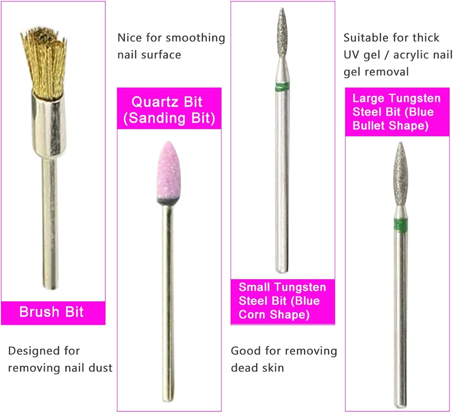 ست سر سوهان ناخن Fawoonu، کیت سر سوهان پدیکور و مانیکور، 7 عدد سر سوهان جایگزین برای سوهان برقی ناخن، مناسب برای از بین بردن کوتیکول و لاک ژل ناخن