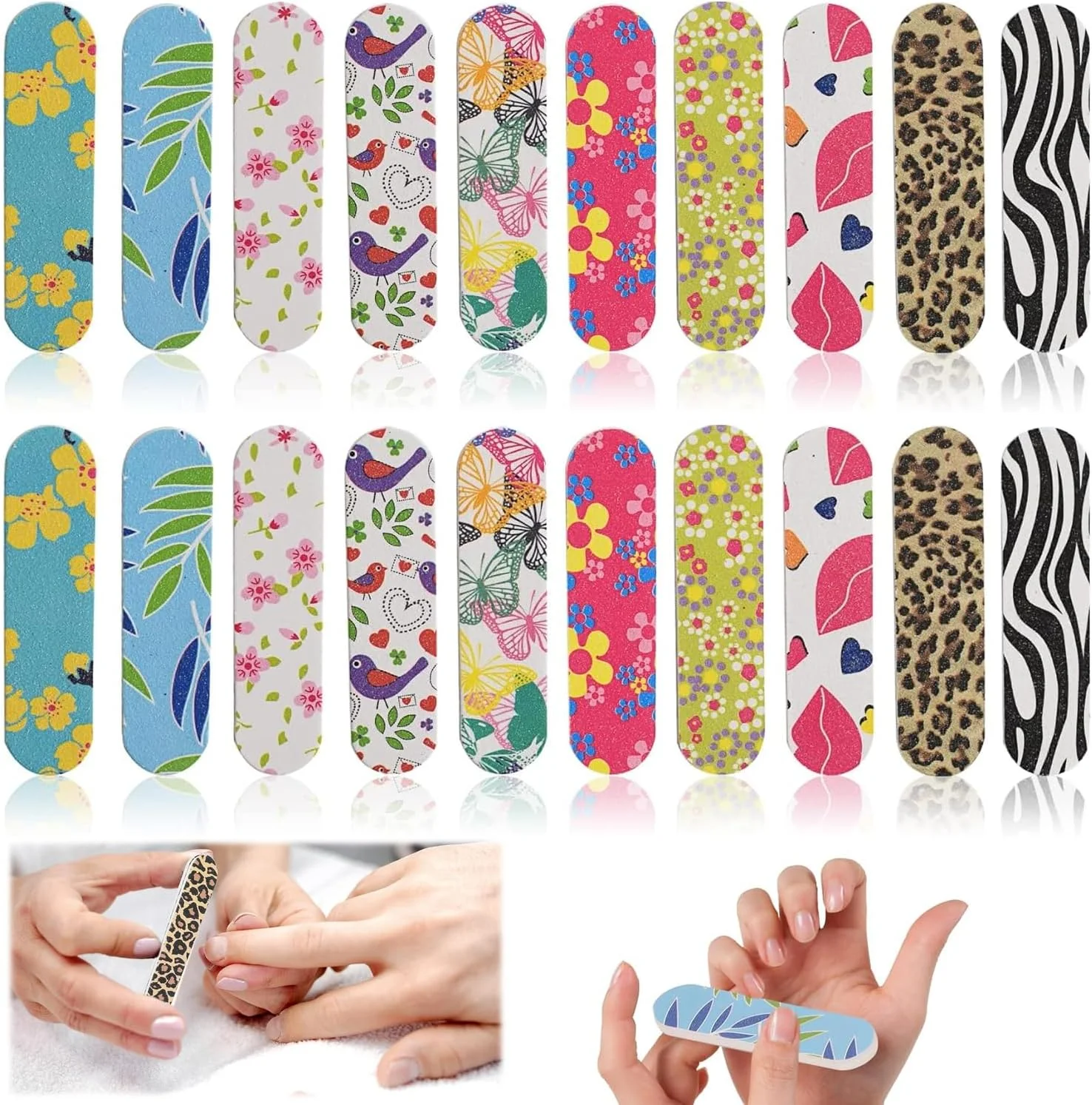 ۲۰ عدد سوهان ناخن مینی دو طرفه - تخته سنباده برای شکل دادن به ناخن های مصنوعی و طبیعی، اکستنشن و نظافت حیوانات خانگی - ایده آل برای استفاده در منزل و سالن