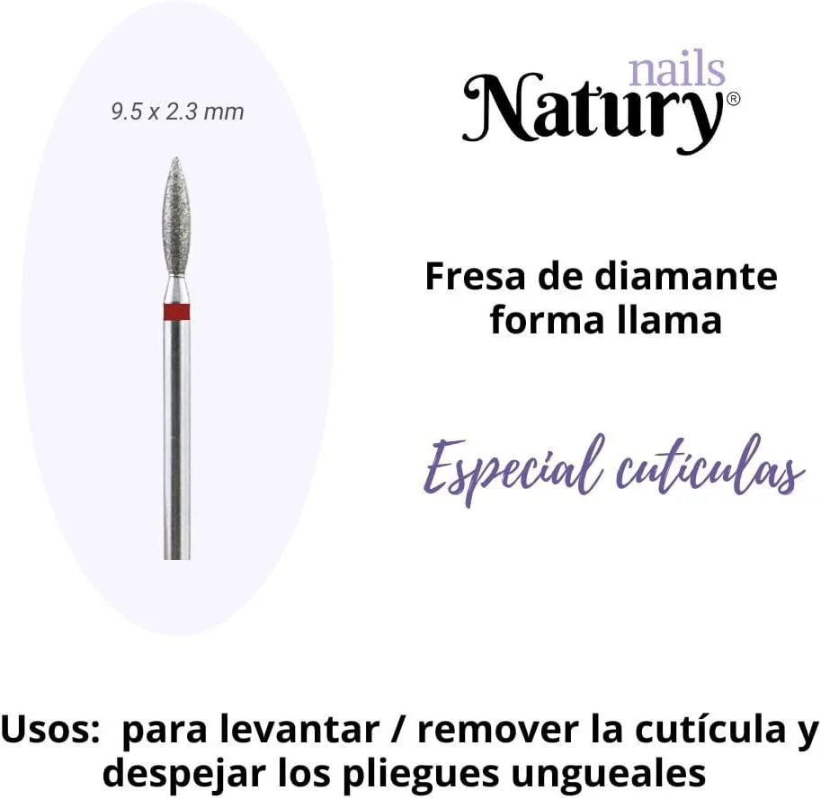 ست ۳ عددی سر سوهان الماسه ناخن Natury Nails، مانیکور روسی کوتیکول (دانه ریز) ۲.۳ میلی متر