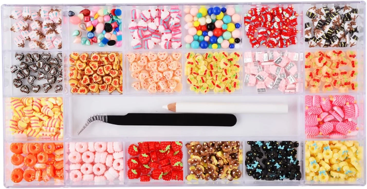 ست زیورآلات ناخن کارتونی سه بعدی آبنباتی، زیورآلات ناخن رزینی بامزه