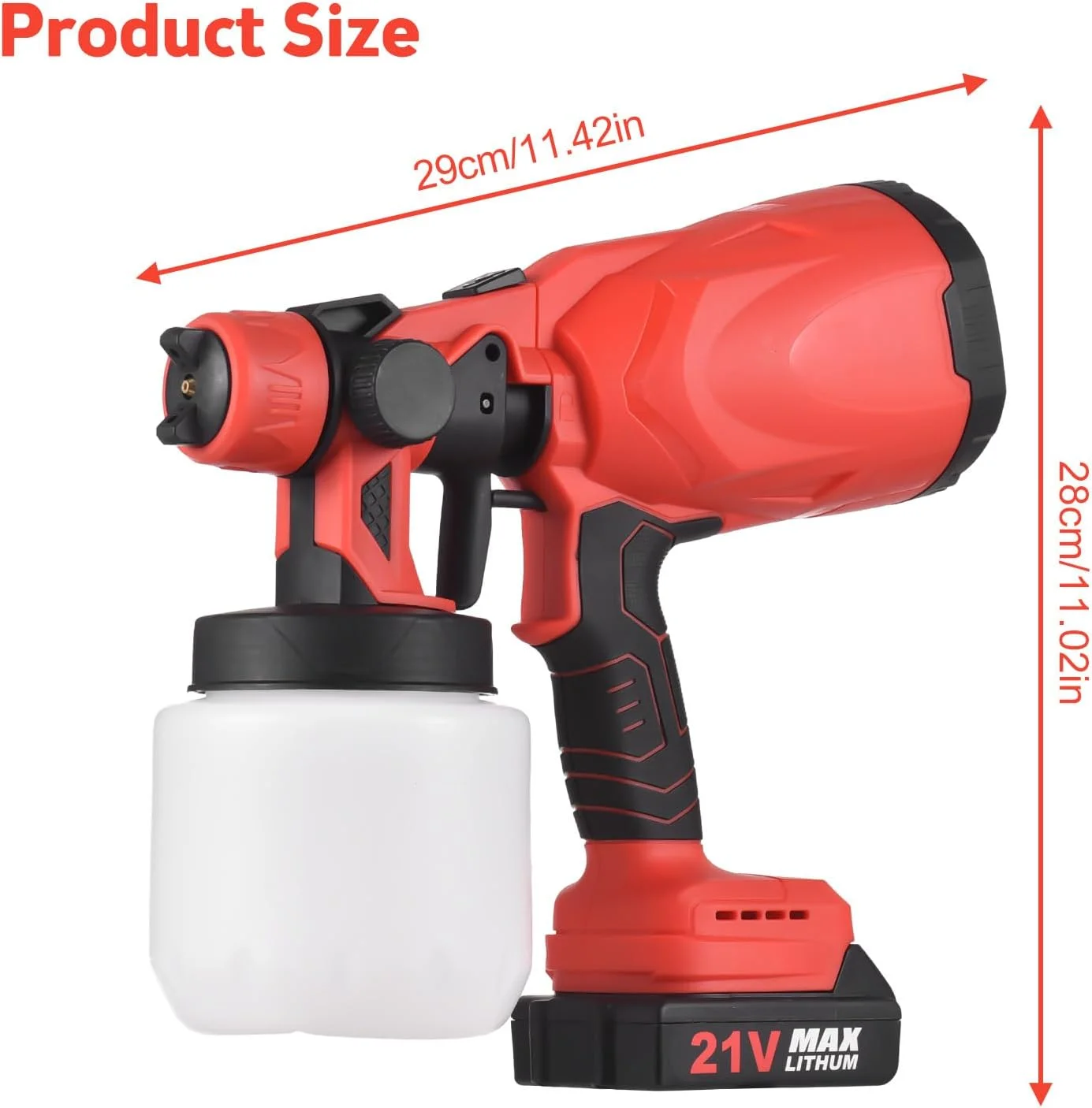 دستگاه رنگ پاش شارژی 21 ولت به همراه 4 نازل مسی، 3 الگو، مخزن 800 میلی لیتری مناسب برای مبلمان، حصار، دیوار، درب و باغ