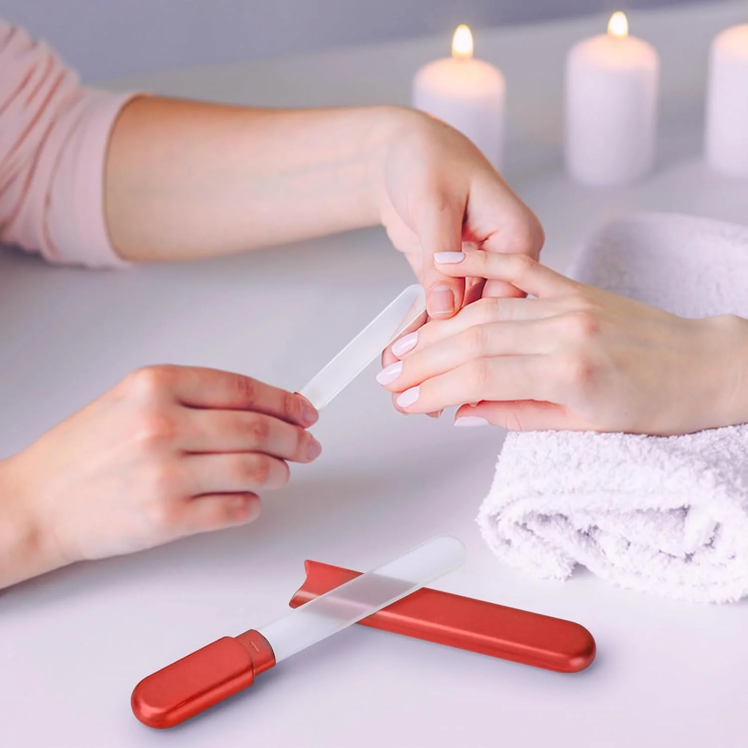 سوهان ناخن شیشه ای به همراه футляр، هدیه ای مناسب برای خانم ها و دختران، هدیه تولد برای خواهر و بهترین دوستان، ابزار حرفه ای مراقبت از ناخن پا